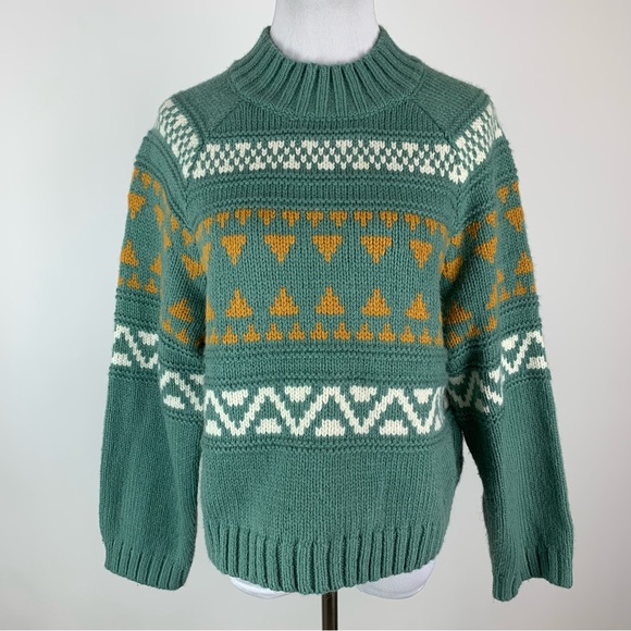 Universal Thread Green Printed Sweater Large - Picture 1 of 14